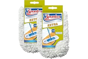 SPONTEX - Lot de 2 Recharges Extra - Recharge en microfibre pour balai plat Extra - 2 Recharges