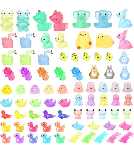 42 Mini Animali In Resina Luminosi - Delfini, Unicorni, Conigli - Per