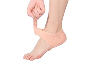 ZJCHAO 2 paia di calzini in gel di silicone idratante, per la cura del tallone, protezione del tallone, tallone in rilievo, dolore al tallone, con fori per giorno, senza fori per la notte.