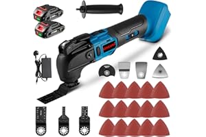 ONEVAN Oscillating Multi Tools Multifunctional Cordless Tool - 900W Oscillation Tool with 22 Accessories, 4° Oscillation Angle & 6-Speed 20000RPM(Incl. 2 Batteries)