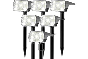 SUNKENET 6 Piezas Luces Jardin Solares Exterior, 56 LEDs 3 Modos de Brillo, Luz Solar Jardin con IP65 Impermeable, Focos Solares Exterior Jardin para Patio, Caminos, Piscina, Suelo (Blanco Frio)