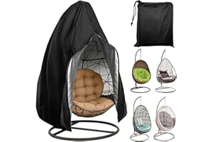 Zyluniy Copertura da Esterno per Sedia Sospesa a Dondolo, Copertura per Altalena in Oxford 210D, 115 x 190 cm, Copertura Sedie Esterno con Cerniera e Coulisse, Anti-UV e Impermeabile (Nero)