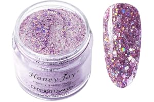 HONEY JOY 28g/Box Pink Shine Glitter Hexagon Sequins Paillette Dip Powder Nails Dipping Nails Long-lasting Nails No UV Light Needed, (No.123)…