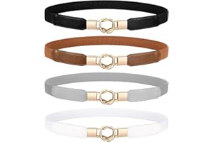 WERFORU - Damski elastyczny pasek do ubrań w stylu retro, elastyczny, cienki pasek z klamrą, 4 szt