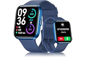 AEAC Montre Connectée Homme avec Appels Bluetooth, 1,8" Montre Connectée Moniteur de Fréquence Cardiaque/SpO2/Sommeil/Alexa Intégré, Montre Intelligente 100 Modes Sportifs Notifications pour Android iOS