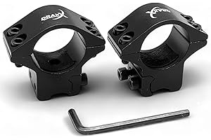 DRAXX SPORTS Paire de Colliers 25.4mm pour Montage Lunette de Tir sur Rail 21mm - Fixation Solide & COMPACTE - Anneaux de 25.4mm, Serrage 4 boulons, sur Rail Picatinny de 21mm
