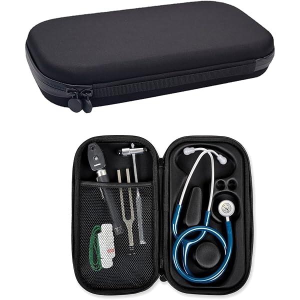 Eco-Fused Stethoskop-Box – Robustes Nylon, Mit Mesh-Tasche, Passend Für Littmann, MDF, ADC, Omron, Schwarz