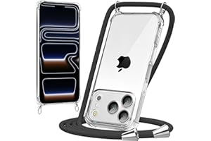 caslord Handyband kompatibel mit iPhone 17 Pro, Necklace Hülle mit Bands Handyhülle für zum Umhängen, Transparent Case mit Handykordel,Stoßfeste Schutzhülle zum Umhängen Kordel, Schwarz