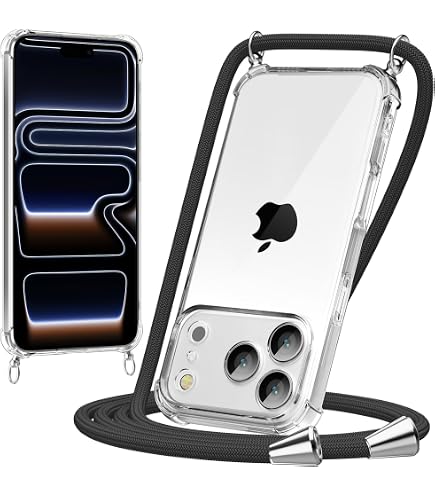Chaîne De Téléphone Magnétique UnnFiko Pour IPhone - Collier Réglable Avec Bande Transparente MagSafe, Noir