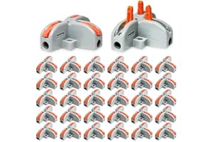 LPLUZIYYDS 32Pcs Lever Wire Connectors, T-Shape Compact Wire Conductor Connector, Quick Splitter 3 Way Electrical Connectors, AWG 28-12, Orange
