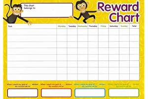 COUNTY STATIONERY Bubble Kids Reward Chart, 4 x 4 Count, Yellow, Geometric Glitter, Indoor, Star, Laminated, Vinyl or Polyvinyl Chloride