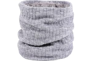 HJKIOPC Winter Neck Warmer Knit Scarf Thicken Circle Scarf Fleece Lined Infinity Scarves for Outdoor Sports Skating Skiing Hiking Cycling Mens Women