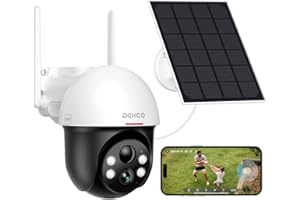 DEKCO 5MP Security Camera Outdoor Wireless Solar【New Version】, CCTV Camera Systems, WiFi Camera with Color Night Version, 360° Pan & 90° Tilt Camera, Motion Detection & Siren, Two-Way Audio, IP65