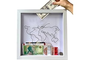 VIRTCOOY Adventure Archive Box Frame, Travel Collection Box, Ticket Memory Box with Slot, Ticket Box Personalised Ticket Collection Box, Adventure Memory Box, Date Night Ticket Keepsake Box