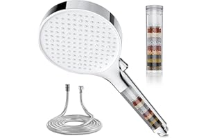 Magichome Duschkopf mit Filter, Hochdruck Duschkopf mit Schlauch 1,5M, Handbrause 6 Strahlarten, Duschkopf in 25 Schichten Filtration Duschbrause für Hartes Wasser,Rest-Chlor,Bakterien, Schwermetall