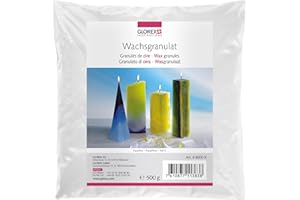 GLOREX 6 8600 9 - Granuli di Cera in Forma di pastiglia, 500 g, Cera per Candele a Base di paraffina, per la Fabbricazione di Candele, pronta all'Uso