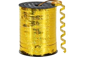BEISHIDA 500 Yards Gold Crimped Curling Ribbon Shiny Metallic Balloon String Roll Gift Wrapping Ribbon for Party Festival Art Craft Decor Florist Flowers Decoration