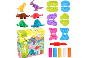 NEWTIC 12 Pieces Modelling Clay Accessories for Children from 3 4 5 Years, Play Doh, DIY Modelling Tool Dinosaur Children's Toy, Play Doh Modelling Clay Set, Educational Creative Toy Gift for Boys Girls