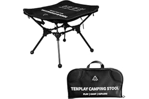 Mtenplay TENPLAY Ultra-Lightweight Sturdy Collapsible Camping Stool Footstool Portable 0.76KG Heavy-Duty 150KG for Adults Oversize XXL Folding Seat for Hiking Picnic Fishing Hunting Bivy(BLACK)