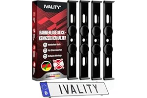 ‎IVALITY IVALITY® Kennzeichenhalter Rahmenlos - Nummernschildhalterung für 2X deutsche Kennzeichen, Universal Nummernschildhalter, Kfz Kennzeichen-Halterung, 100% legal und Made in Germany…