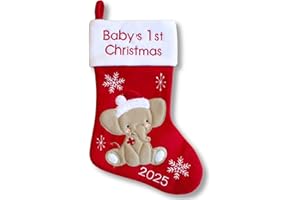 Heart's Sign Bas de Noël pour bébé 2025 | Mon Premier Noël bébé garçon et bébé Fille | Bas de Noël pour Nouveau-né (Rouge)