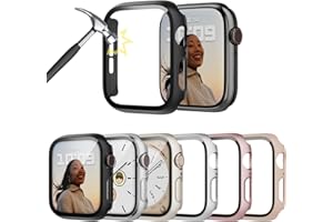 Lovmunia 6-Stück Schutzhülle mit Displayschutzfolie Kompatibel mit Apple Watch SE/6/5/4 40mm, Rundum Ultradünne Hard Gehäuse Eingebaut Kratzfest Gehärtetes Glas Schutzfolie für iWatch 40mm