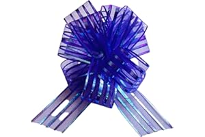 WITTY CUTIES Gift Bows Blue Organza Pull Bows Large Gift Wrapping Pulled Bow Ribbons Gift Bows for Present Wedding Car Party Hampers Gift Baskets Bouquet Craft Bows Pack of 5