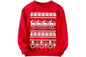 TCWWBB Boys Girls Christmas Jumper Sweatshirt Xmas Jumpers Kids Unisex Santa Claus Bear Dinosaur Cat Tops Children Long Sleeve Cotton Pullover Outfits Casual Crewneck Winter Clothes Age 7-12 Years