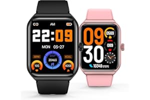 SOUYIE Valentines Couple Smart Watch for Men Women, Fitness Tracker with Bluetooth Call 1.91" HD Touch Screen IP68 Waterproof 100+ Sports, Smartwatch with Heart Rate SpO2 Monitor Romantic Gifts Set of 2