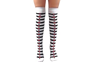 NuJake Girls Striped Over The Knee Socks Fancy Dress Up Themed Cosplay Christmas & Halloween UK Size 4-5.5