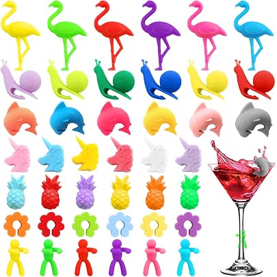 24 Pennarelli Per Bicchieri Da Vino In Silicone, Calici Per Feste Bicchieri Da Vino Etichette Per Marcatura Per 1377062