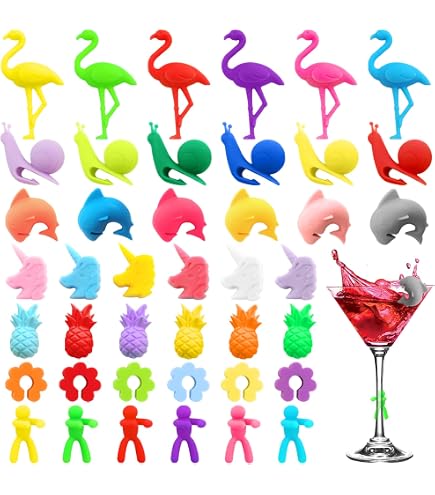 Segna Bicchieri Calici Segnabicchieri In Silicone JOPHEK - 36 Pezzi Colorati Per Feste E Eventi Identificatore Bicchieri Vino Colorato - 12