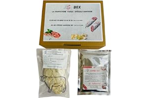 GÉNÉRIQUE BS BOX, la charcuterie facile Spéciale saucisson, 1 épice combi sec 120 gr, 10 boyaux gros de boeuf 55/60 30 cm pour 10 saucissons de 500 gr environ