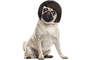 Cobee Funny Dog Cat Cosplay Wig, Pet Wig-Adjustable Costume Pet Funny Headwear Costumes Headgear for Small Medium Large Dog Cat Wigs Dress Up Decorations for Halloween, Christmas, Parties (Black)