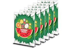 Gipizi A4 Acrylic Sign Holders, Clear Acrylic Menu Holder for Restaurant, T-Shape Double Sided Acrylic Display Stands, Shop, Office, Hotel, Promotions, Photo Display Stand Holders for Wedding