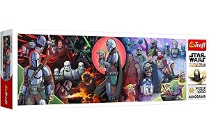 Trefl - Star Wars Mandalorian, Przygody Mandaloriana - Puzzle Panoramiczne 1000 Elementów - Puzzle Kolaż, Układanka DIY, Kreatywna Rozrywka, Zabawa, Puzzle Klasyczne dla Dorosłych i Dzieci od 12 Lat