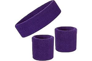 FNA FASHIONS Neon Schweißbänder Set - 80er Jahre Retro Stirnband & Armbänder | Sport Schweißband für Männer & Frauen | Gym, Workout, Laufen, Tennis, Radfahren, Basketball, Yoga & Kostümzubehör