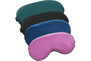 MIVAIUN 4 Pièces Masque de Nuit Sommeil, Ultra-Douce Masque de Nuit en Soie pour Hommes Femmes, Masque des Yeux Cache Yeux pour Voyage la sieste Dormir Anti-lumière bloque la lumière