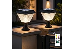 Solar Gate Light, Pack of 2, 20W LED | Remote Control, 10 Colour Modes, IP65 Waterproof, 2200mAh Battery