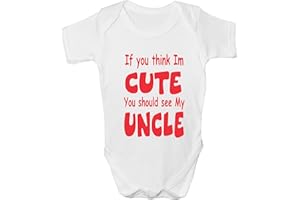 PRINT4U Think I'm Cute See My Uncle present Funny Babygrow~Babies Gift Boy/Girl Vest Babies