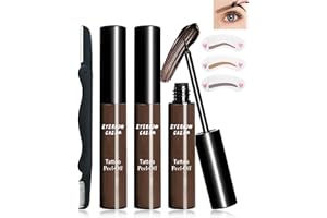 LESTPOLA Lot de 2 teintures de tatouage pour sourcils - Imperméables - Avec 6 pochoirs - Tatouage teinté - Gel à épiler - Longue durée - Résistant au transfert - Tenue 3 jours - 01# marron foncé