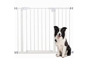 PawHut Barrière de Sécurité sans Perçage 74-80/91,5-97,5 cm Blanc