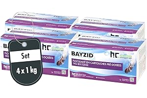 Höfer Chemie 4 x 1 kg BAYZID® Cartouches de Floculant Piscine Pré-dosées (8 x 125 g) - Élimination Rapide des Impuretés pour Piscines avec Filtres à Sable, Facile à Utiliser