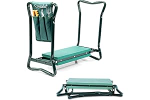 Janoon 3 in 1 Garden Kneeler Stool Portable Folding Foam Padded Stool with Tool Bag by Crystals®