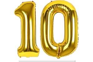 LAPONO Luftballons Geburtstag Zahl 10 Gold, XXL Folienballon Zahlen 1 und 0 Riesen Helium Ballons 10 Jahre Geburtstagsdeko für Junge, Mädchen 10. Kindergeburtstag Jubiläum Party Deko