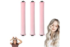 Ganbaro Heatless Curlers Headband, 3PCS Soft Velvet Overnight Blowout Rods, Hair Curlers No Heat, DIY Heatless Curling Rod Set, Suitable for Long Hair, Short Hair, Straight or Curly Hair (Pink)