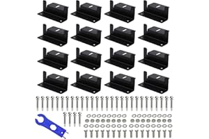 AISNY 16 Pieces Solar Panel Z-Holder Solar Panel Bracket with Nuts Screws and Installation Tool Solar Mounting Brackets for Motorhome Boats Roof Mounting Solar Panel (Black)