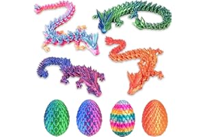 CHANCCI 4PCS Dragon Eggs with Dragon Inside,3D Dragon Egg,3D Printed Fidget Toy,Dragon Egg Fidget Toy,Articulated Dragon Crystal Dragon Egg Ice ,Gifts for Kids and Adults,Ideal for Christmas,Easter,Birthdays