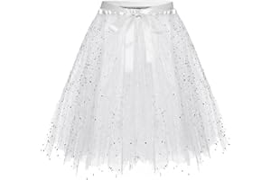 TBloevwlh Glitzer Rock Damen Kurz Tüllrock Bunt 3 Lagen Pailletten Rockabilly Minirock Elastische Hohe Taille Ballettrock Cosplay Halloween Tanzrock Karneval Kostüm Party Outfit Mit Gürtel Tütü