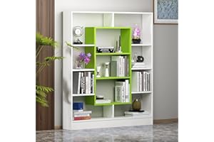 HOMIDEA VENUS Libreria - Scaffale per libri - Scaffale per ufficio/soggiorno dal design moderno (Bianco/Verde)